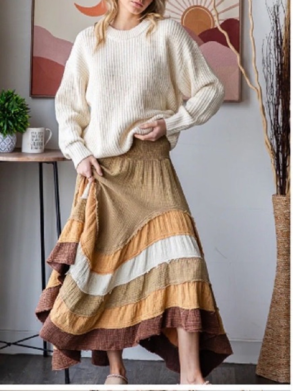 Oli & Hali Smocked Ruffle Tiered Maxi Skirt NWOT - Picture 6 of 11
